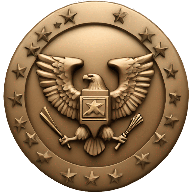 Bronze military badge with stars and an eagle emoji