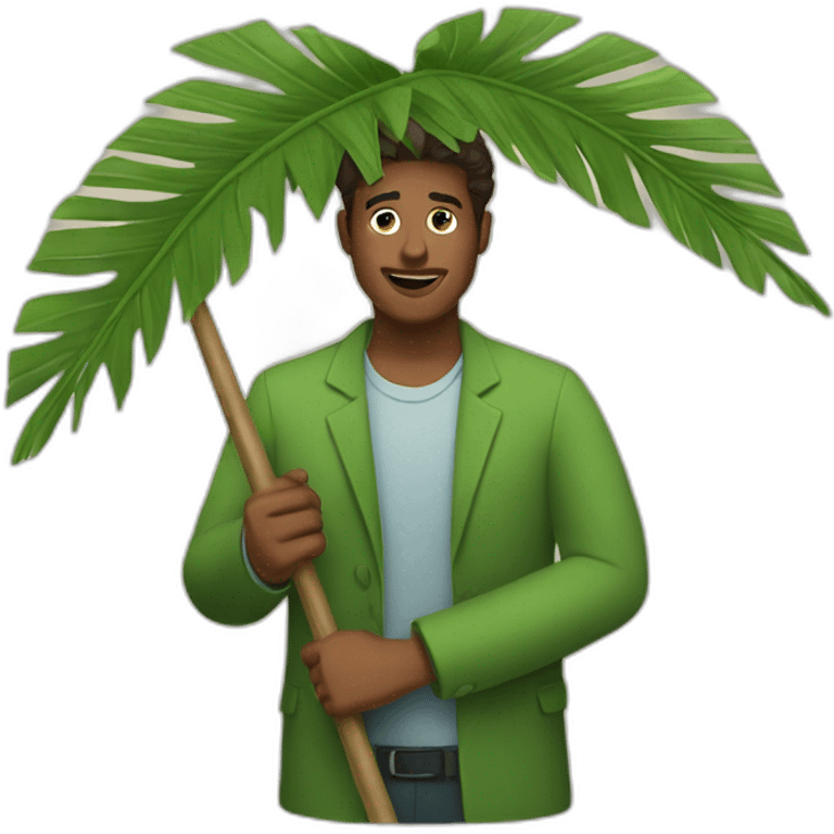 fanning a man with palm leaves emoji