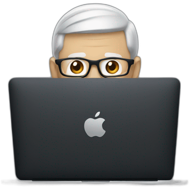 tim cook with black macbook pro emoji