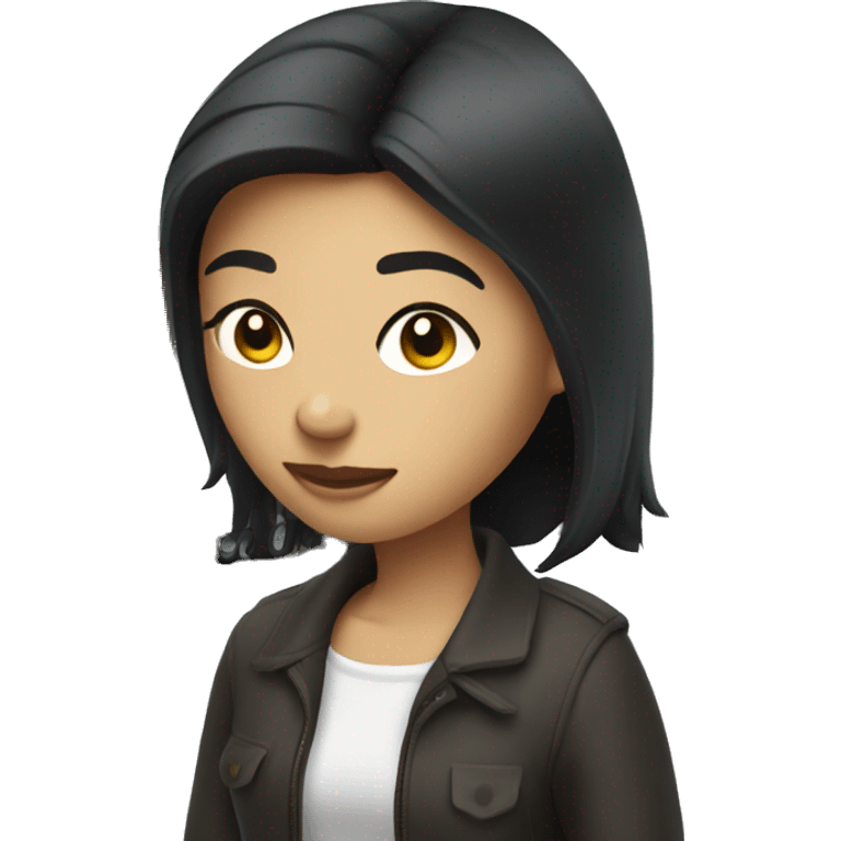 Dark haired mail looking at mobile home emoji