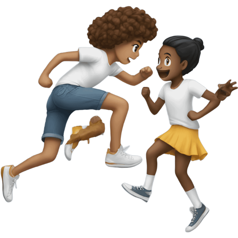 girl kicks boy  emoji