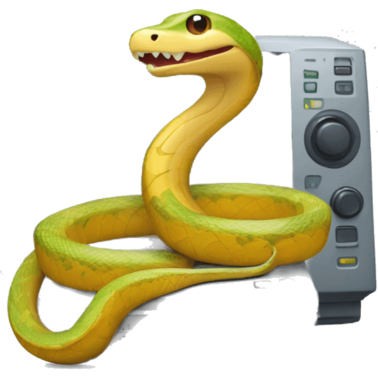 funny snake wrapped around a vector network analyzer emoji