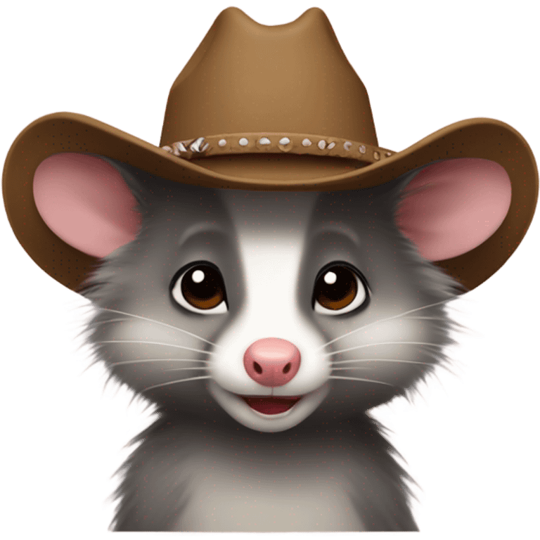 opossum with mullet and a cowboy hat  emoji