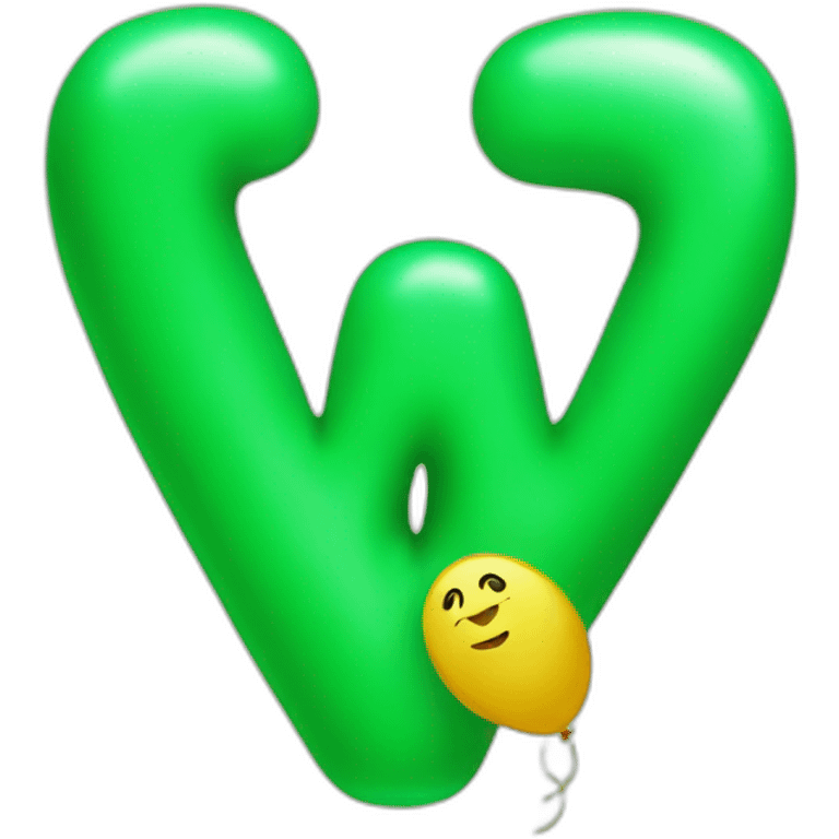 The letter W in a green shaped ballon emoji