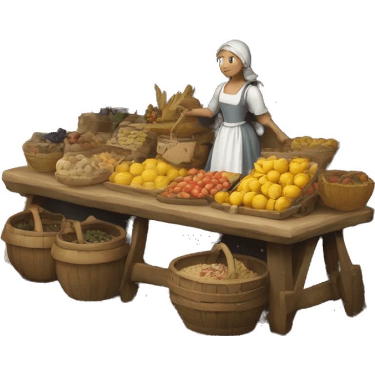 medieval market stand with maid emoji