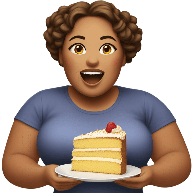 Fat woman eating a cake emoji