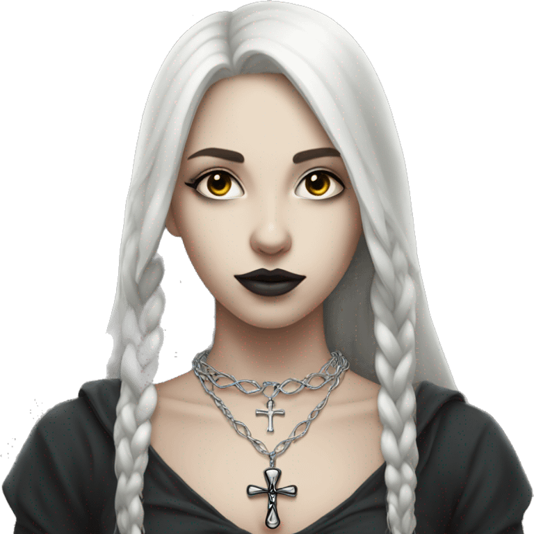 Pale gothic girl wearning a silver ankh necklace emoji