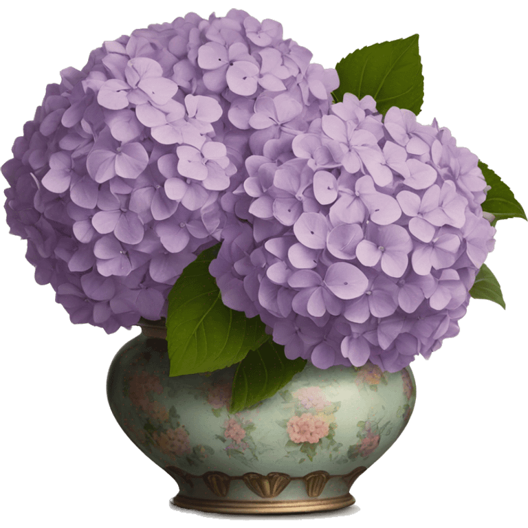 Lilac Hydrangeas in vintage vase emoji