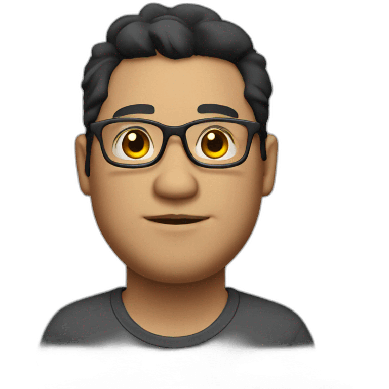 fat guy with glasses, black haired, clean shaven, half body emoji