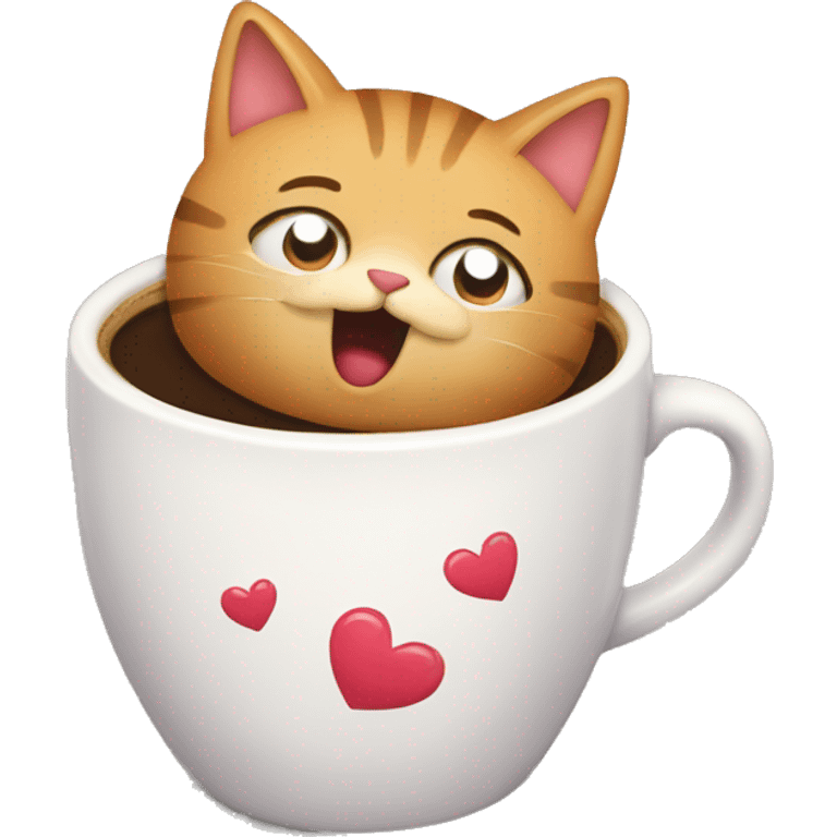 Coffee cup full of love and cats emoji