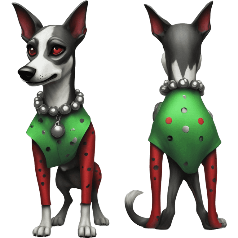 Edgy Punk dog spiked collar tattoos Green gray black red punk dog Harley Quinn as a dog mime clown harlequin facepaint tattoos punk lurcher surrealism  emoji