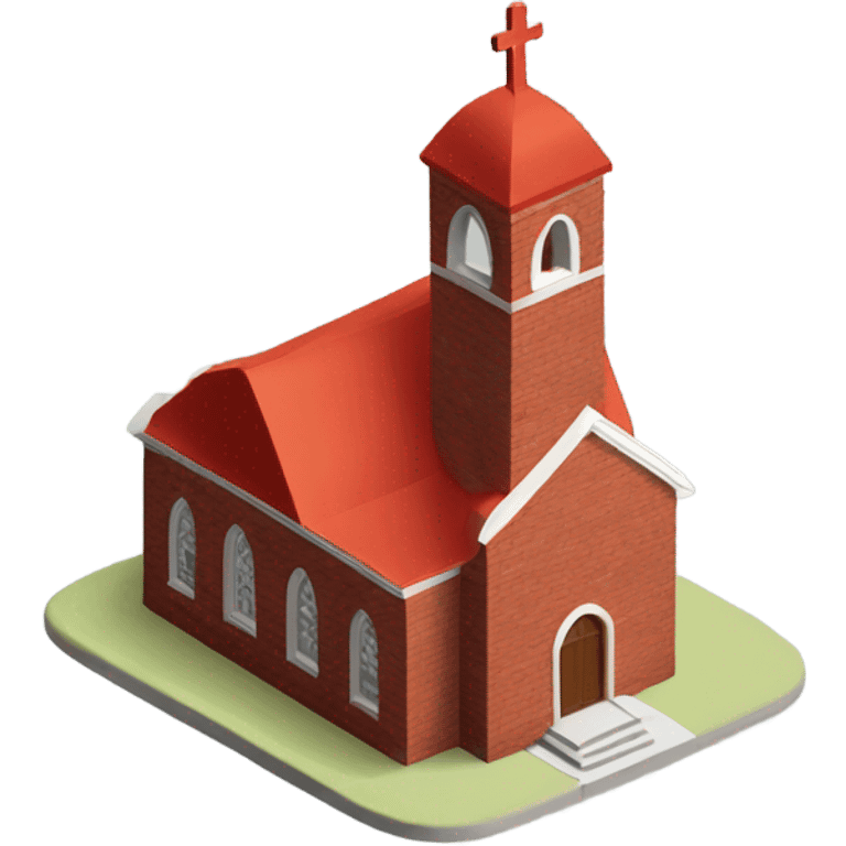 isometric modern red brick curved roof church emoji