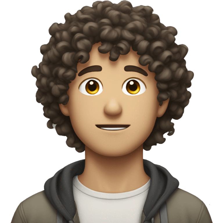 curly haired man watching anime emoji