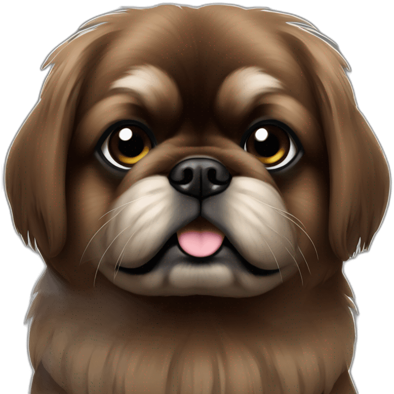 Dark brown pekingese emoji