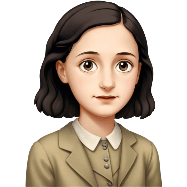 Anne Frank – Cinematic Realistic Portrait of Anne Frank, depicted with a reflective, gentle expression in period clothing, her eyes conveying hope and resilience, rendered with soft, natural lighting and delicate textures that capture the poignancy of her legacy. emoji