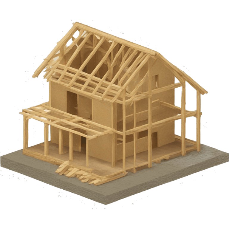 wooden house under construction emoji