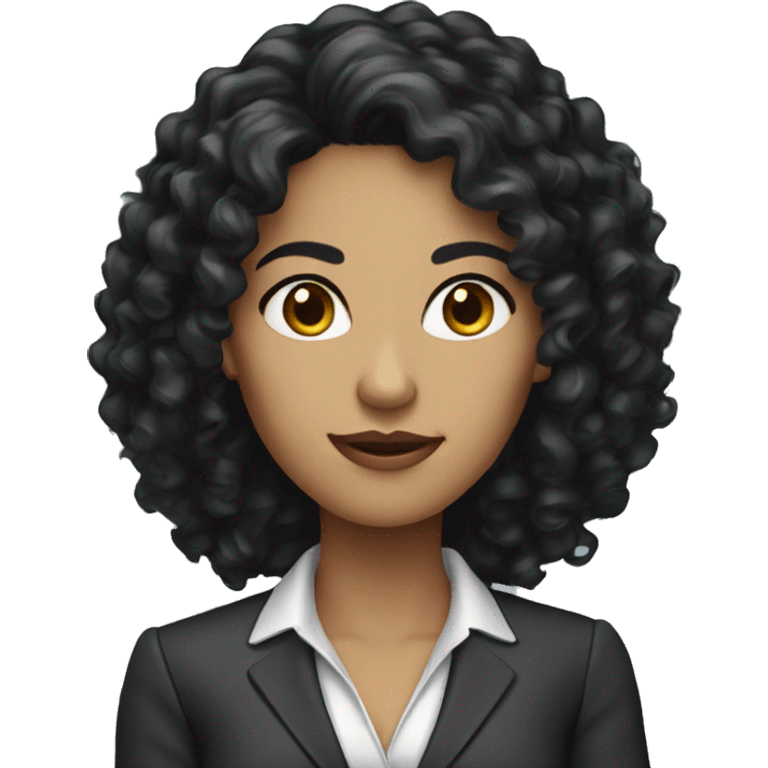 executive Long black Curly hair woman black eyes  emoji