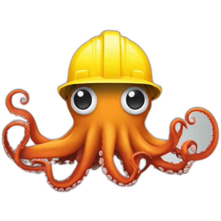 octopus avec casque de chantier qui tient des outils dans chaque tentacule emoji