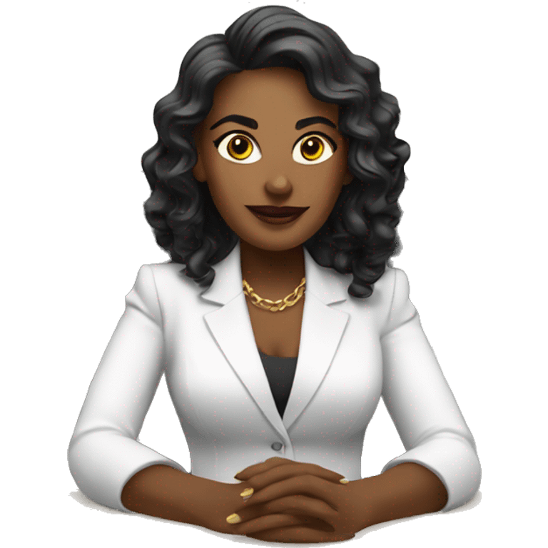 Boss babe sitting at a desk emoji