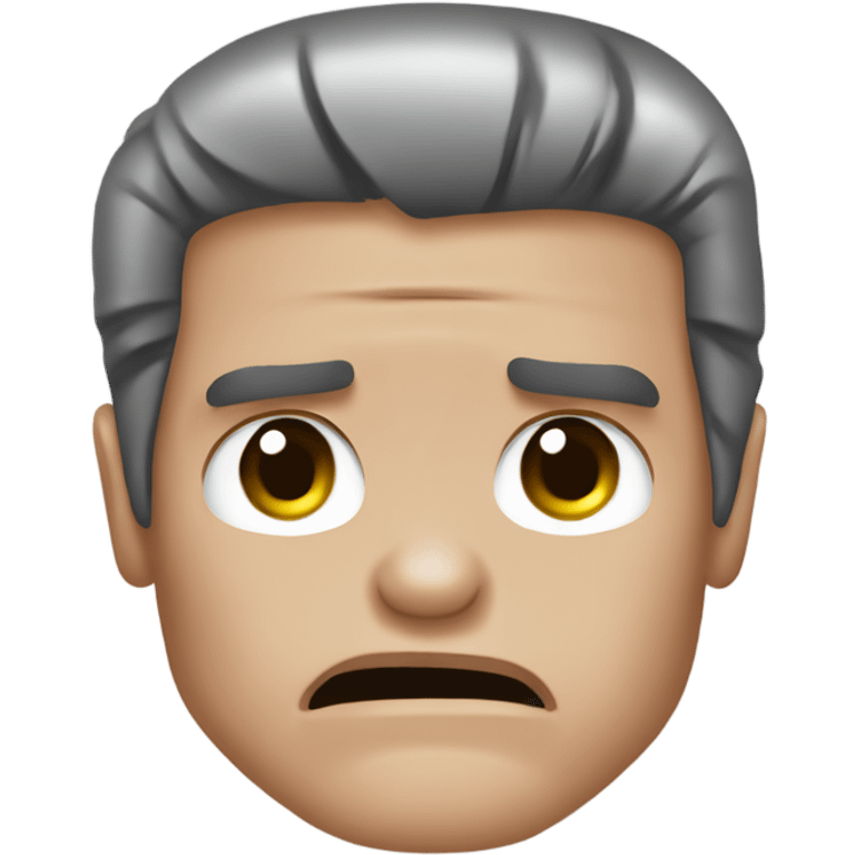 crying Schwarzenegger-like terminator, make tears visible, make him look friendly emoji