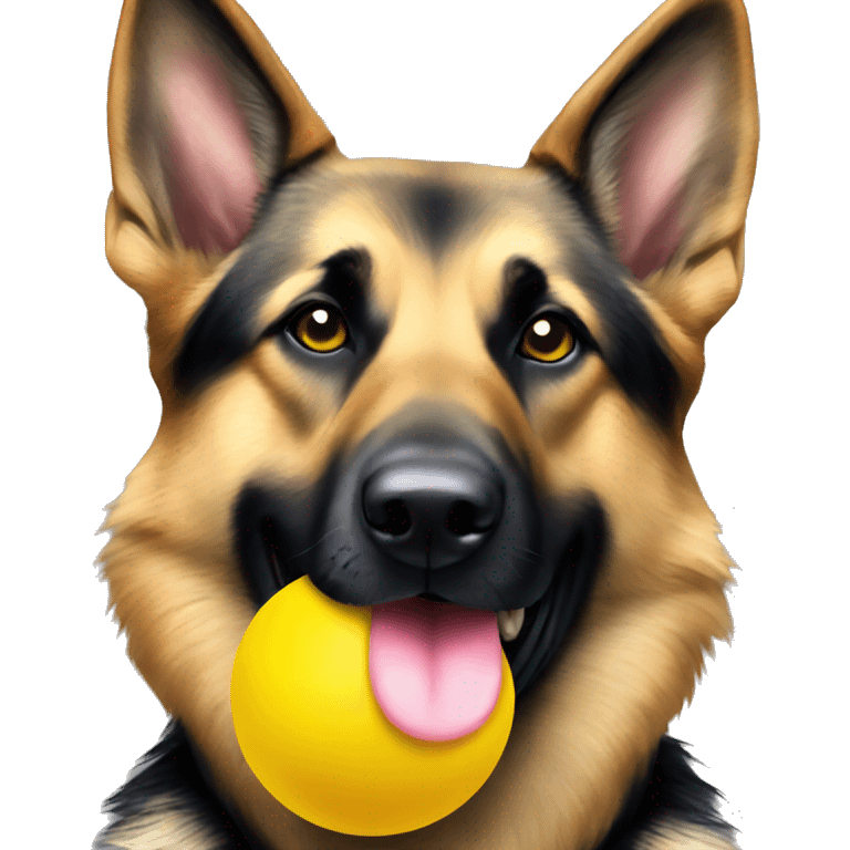 German Shepard yellow ball in mouth  emoji