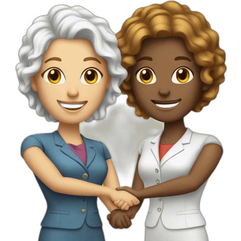 two white business women with different hair colors shaking hands emoji