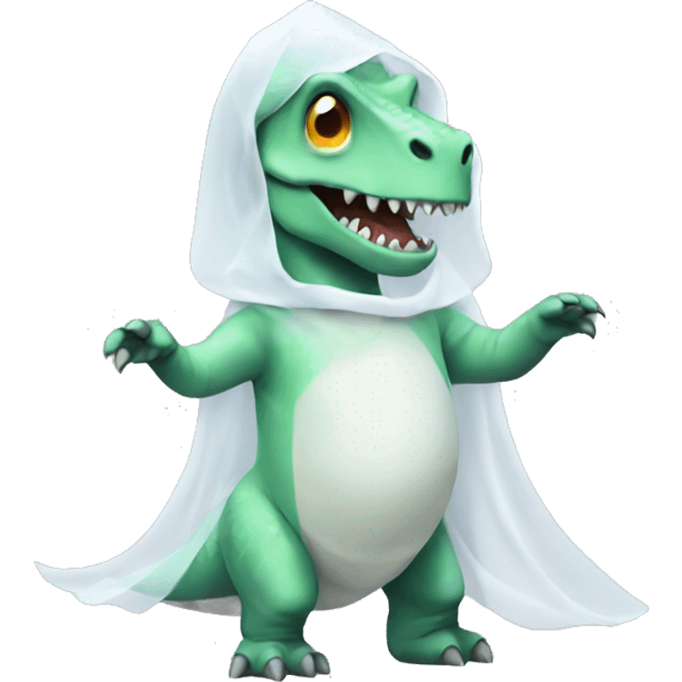 dinosaur in a ghost costume emoji