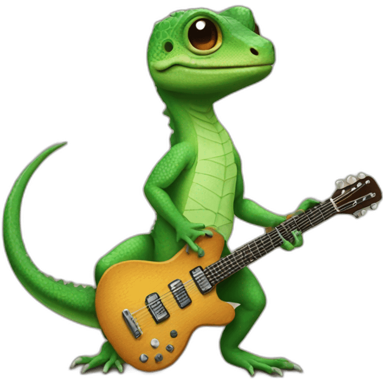 Lizard with guitar emoji