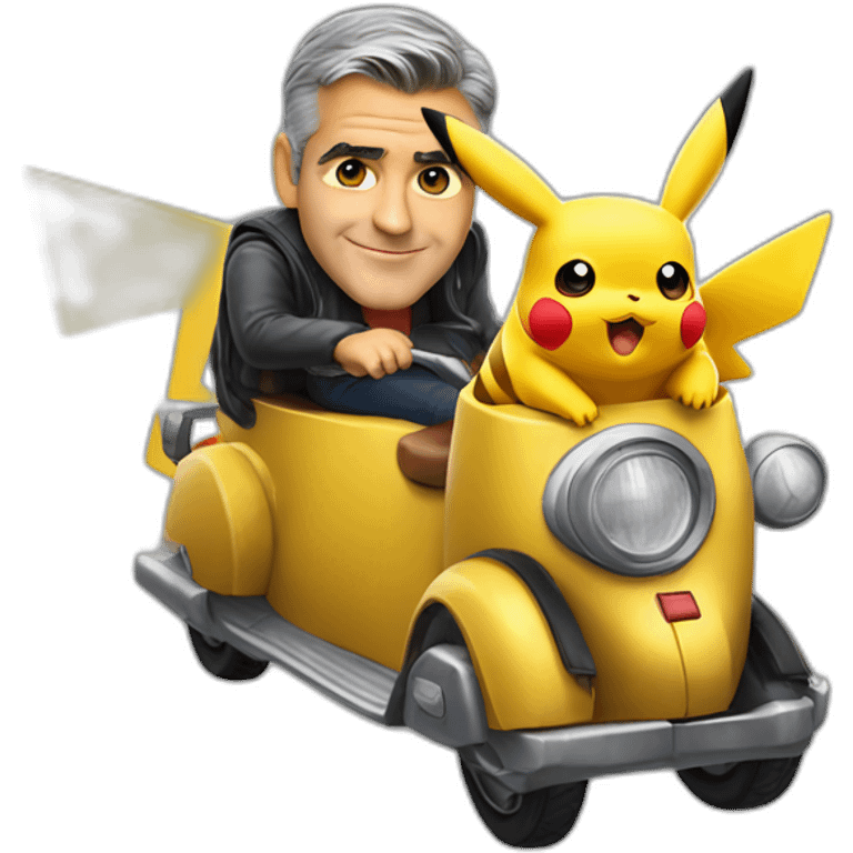 pikachu ride on George Clooney's shoulder emoji