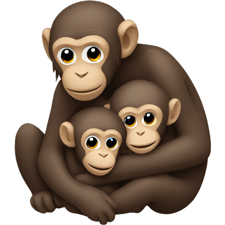 monkey family hugging emoji