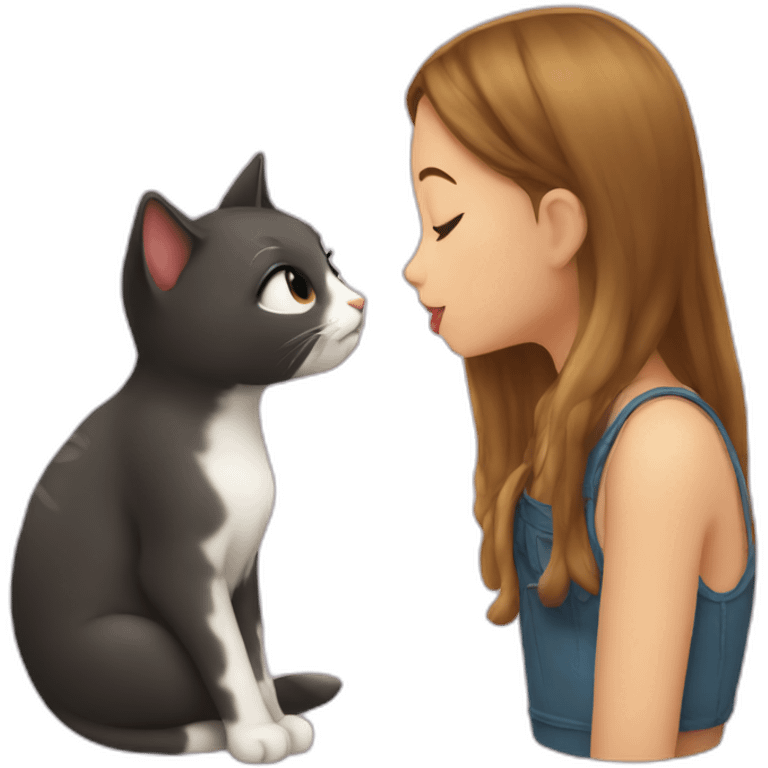 Cat kissing a girl emoji