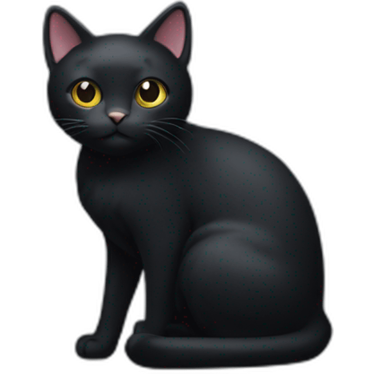 black cat with a withe spot on the breast emoji