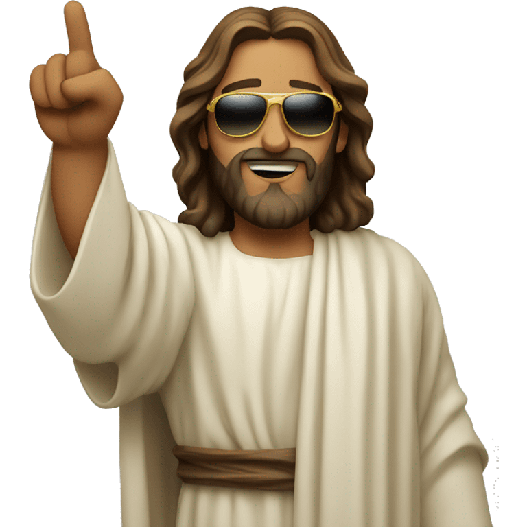 Jesus pointing wearing sunglasses  emoji