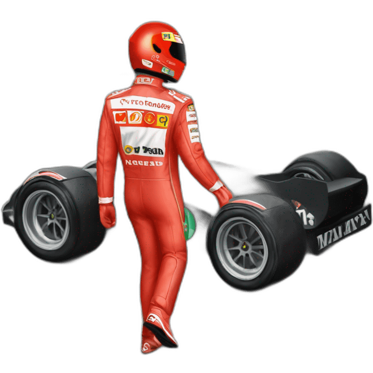 Michael Schumacher Ferrari suit waving emoji