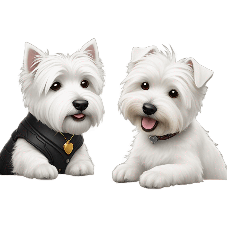 West Highland White Terrier playing cards with a Mini Bernadoodle emoji