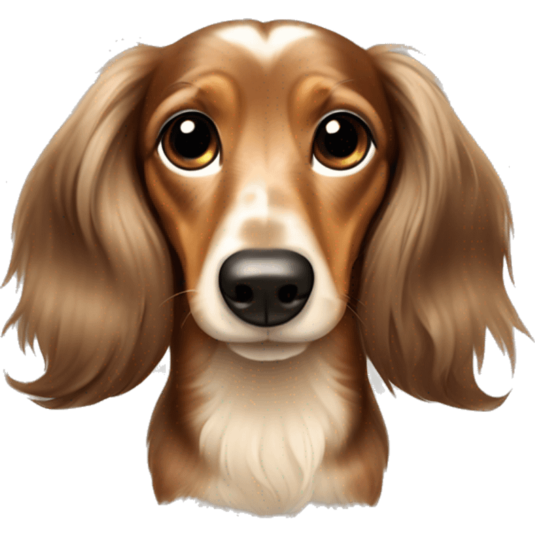 Long haired brown and cream dapple dachshund emoji