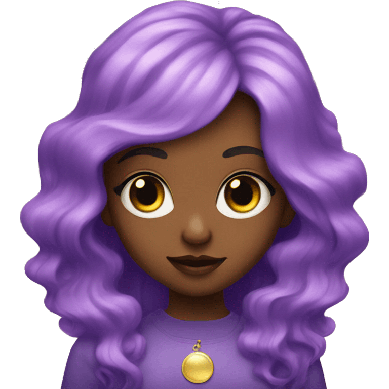 a girl with purple long wavy hair, with an inverted moon pattern on her forehead and glitter under her eyes emoji