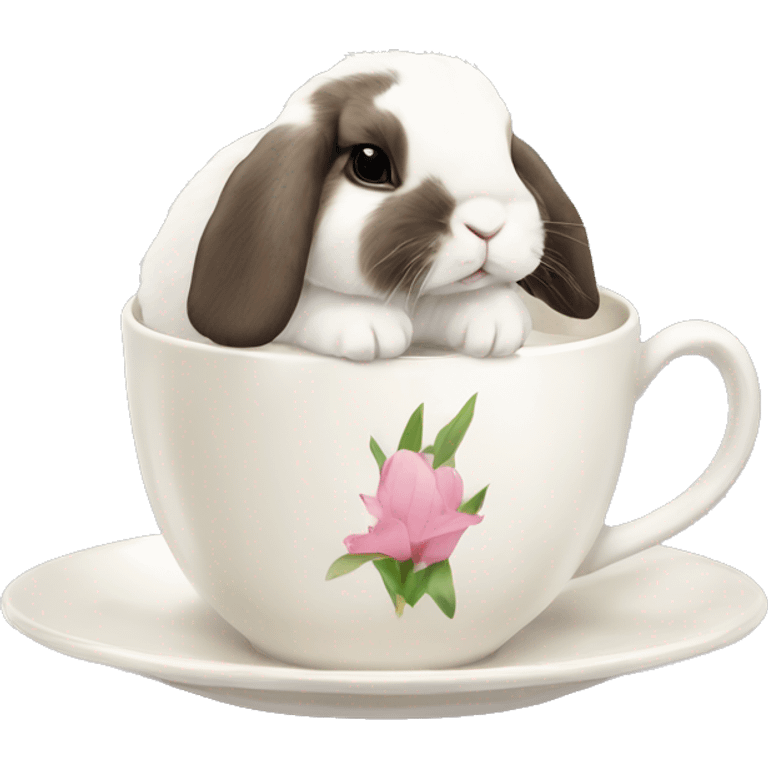 holland lop bunny inside of a teacup emoji