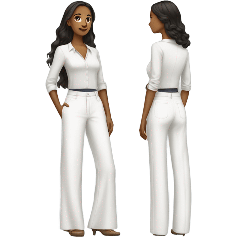 Realistic isolated pair of high waist long wide leg dressy casual pants in white emoji