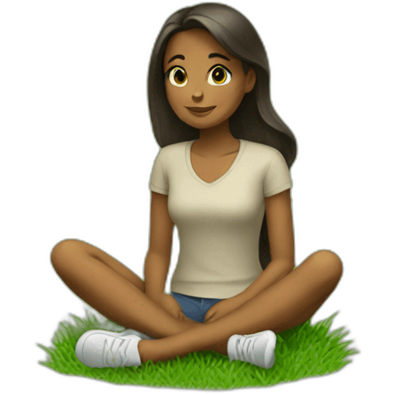 a girl sitting on grass emoji