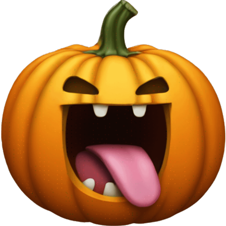 Pumkin with tongue stuck out emoji