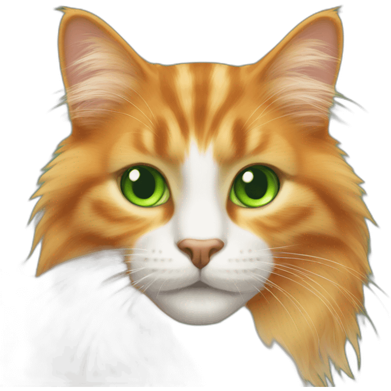 Orange long fur cat with green eyes emoji