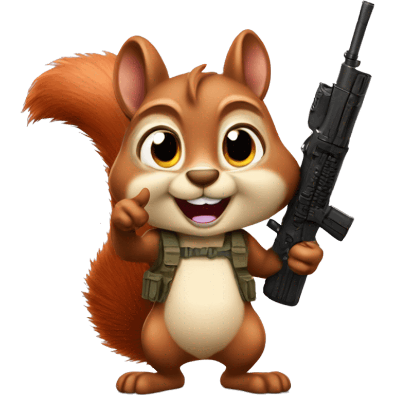 Squirrel thumbs up with rifle emoji