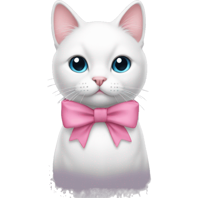 White cat with pink bow on its ear emoji