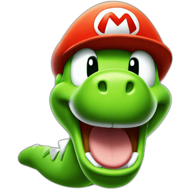 Mario Character Yoshi smiling with long tongue emoji