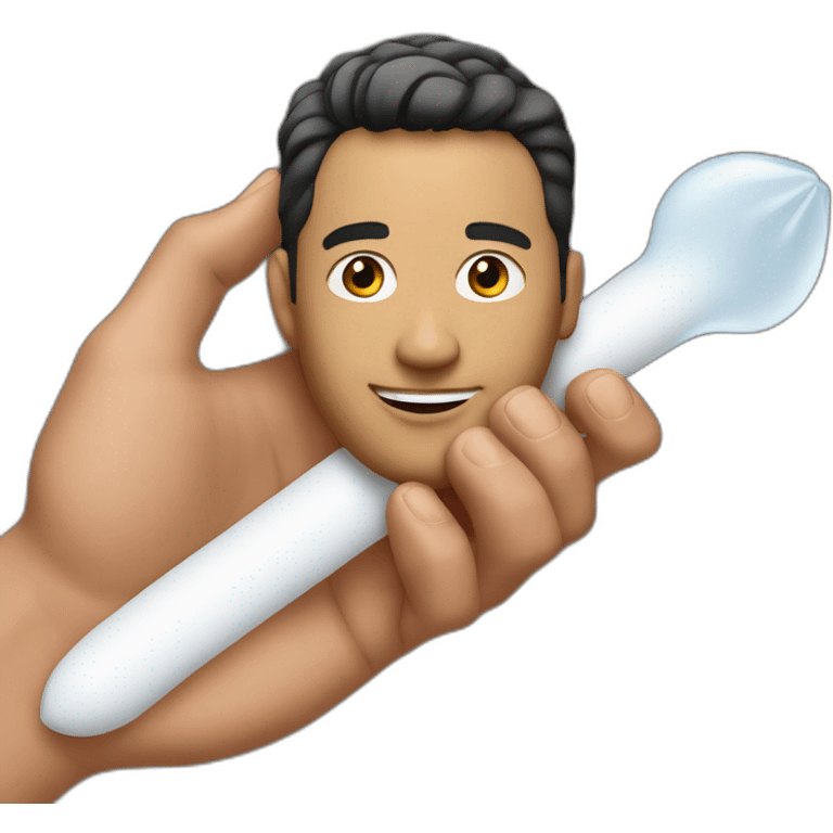 adrian rivers the gay actor holding a plastic penis emoji