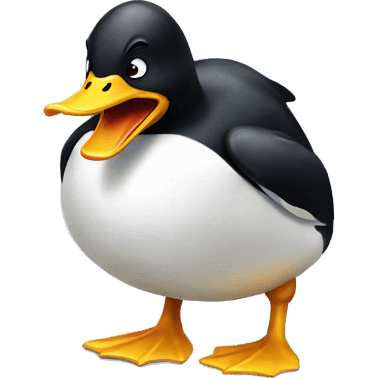 Duck angry at penguin  emoji