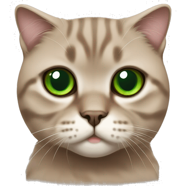 Brown scottish fold cat with green eyes  emoji