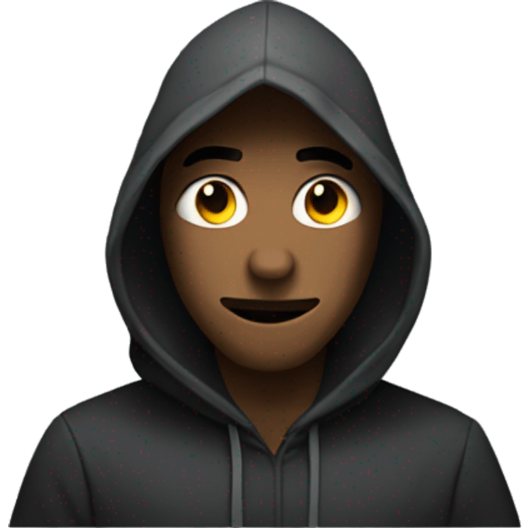 Cool man wearing a hood that cast a shadow on his face and hides it emoji