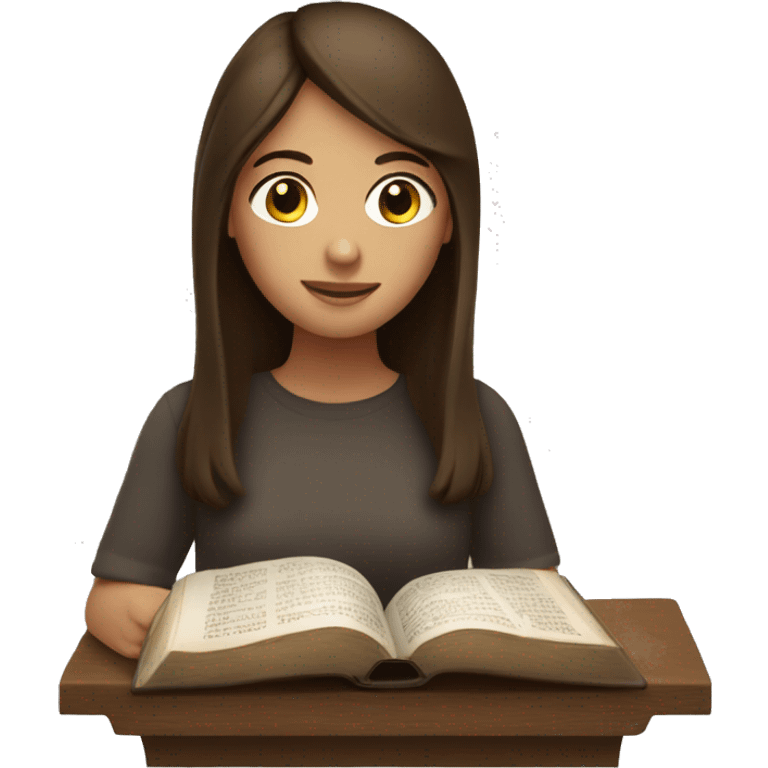 basic girl with brown hair reading the bible  emoji